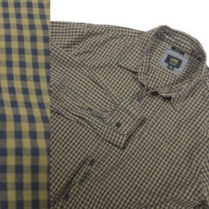 Lee Men's Stretch Gingham Plaid Button Down Shirt Regular Fit XL